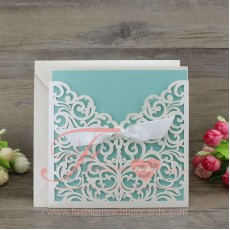 Printable Shimmer White Laser Cut Invitations Pocket